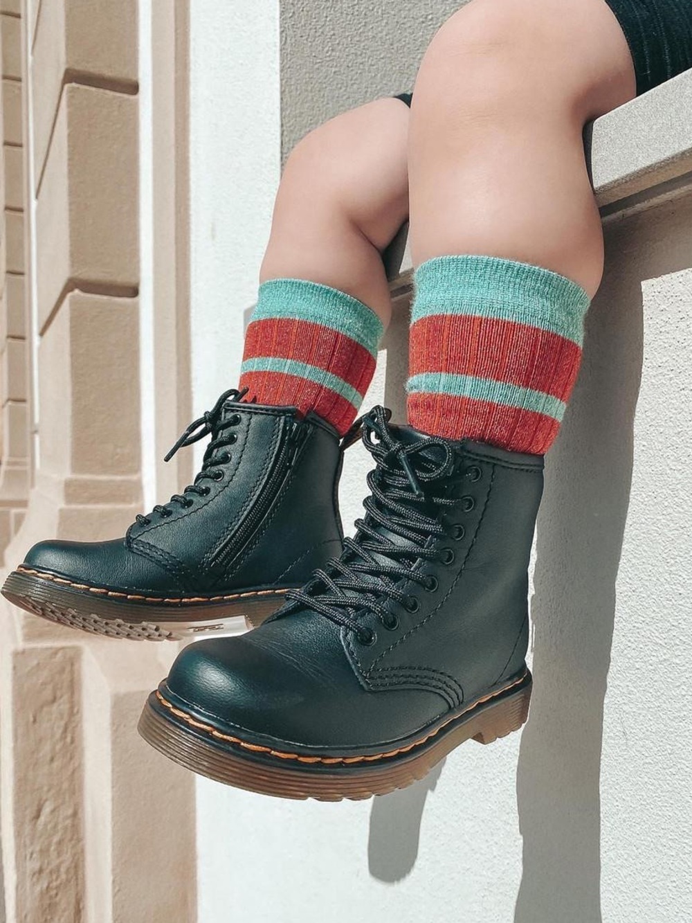 Dr. Martens Black Softy T Leather Lace-Up Boots Toddler 1460 Sz 9 Toddler